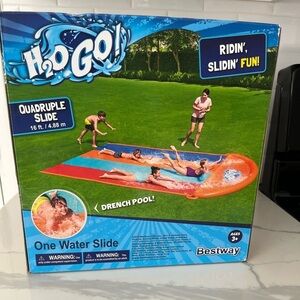 H2OGO Bestway Quadruple Water Slide 4 Person 16ft Slip N Slide